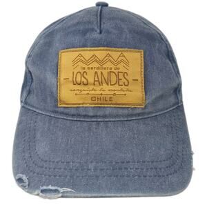 Morpho Los Andes Chile Baseball Cap Blue Gold OS Slideback Hat Cotton Distressed